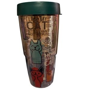 Tervis 24oz tumbler with straw lid cat lover print